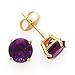 14K AMETHYST 6MM ROUND EARRINGS (POST)