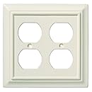 Brainerd 126376 Wood Architectural Double Duplex Outlet Wall Plate / Switch Plate / Cover, Light Almond