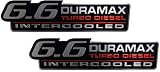 2 x (pair/set) 6.6L Liter Duramax Intercooled Turbo Diesel Emblem for Chevy Chevrolet Silverado Express Kodiak Topkick GMC Sierra Savana Savanna HD General Motors Hummer H1 Alpha Pickup Vans Trucks