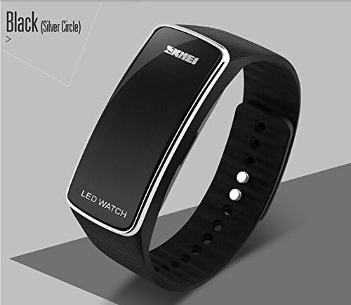 KANO BAK Mens Boy Girl Lady Fashion Sport Running Casual Digital LED Silicone Watch Watchs Black+Silver