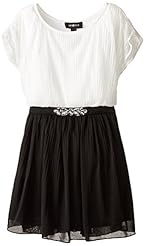 Girls Polka Dot Print Cotton/Polyester Tiered Sequined Belted High-Low-Hem Short Sleeves Sleeveless  Dress