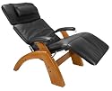 Human Touch Perfect Chair, Electric Base, with Folding Footrest ln Maple with a Black Leather Cover