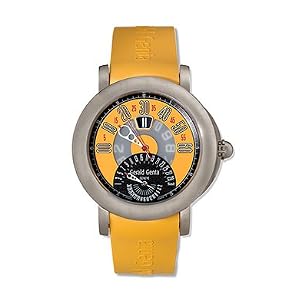 Gerald Genta Arena Sport Bi-retro Mens' Automatic Watch Titanium Yellow Dial on Yellow Rubber Strap...