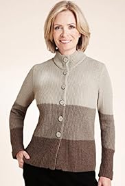 Classic Collection Shadow Block Striped Cardigan with Wool