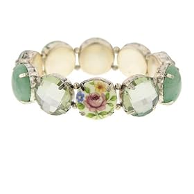 Spring Garden Silver and Greens Stretch Bracelet by 1928 Boutique