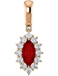 18K Rose Gold 8.00x4.00mm Marquise Cut Ruby and Diamond Pendant -- LIFETIME WARRANTY