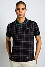 Short Sleeve Pique Polo with Check Pattern and Tipping
