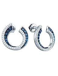10KT White Gold 0.75 CTW Blue Diamond Ladies FAHION Earring