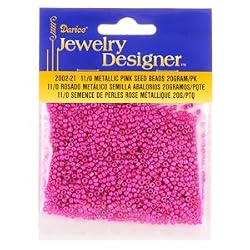 11/0 Glass Seed Beads, Metallic Pink, 20 Gram Pkg (Pack of 1)