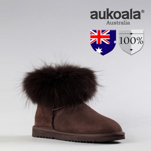 Aukoala Australia Sheepskin Warm Nataleta Winter Boots For Womens_Chocolate_Us Size 5 On Sale