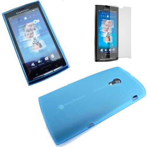 G5 Accessories Sony Ericsson Xperia X10 Blue Gel Case Cover + Screen Protector + Free Shipping