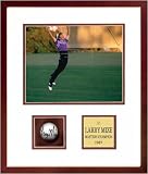 Larry Mize Framed Autographed Golf Ball with 8x10 Photograph