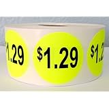 1 Roll of 1000 1.5 inch Round BRIGHT YELLOW $1.29 Retail Price Point Labels Stickers