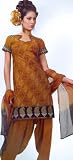 Traditional Designer Brown Cotton Salwar Kameez Unstitched Dress Material with Dupatta