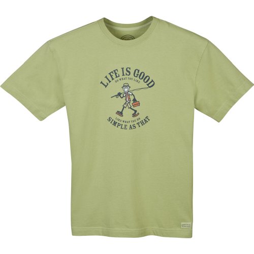 Life is good Men's Crusher Simple Fishing T-Shirt, X-Large, Sprout Green