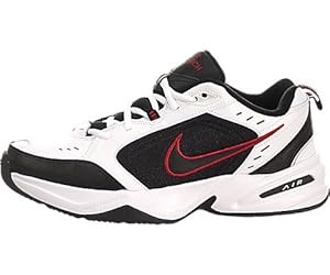 Nike Men's NIKE AIR MONARCH IV RUNNING SHOES 9 (WHITE/BLACK/VARSITY RED)