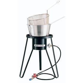 Brinkmann 815-3680-S All-Purpose Gas Cooker and Fryer with Pan and Basket Set, Black