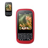 New Fashionable Perfect Fit Soft Silicon Gel Protector Skin Cover (Faceplate/Snap On) Rubber Cell Phone Case With Screen Protector for Palm Pixi / Pixi Plus Sprint , Verizon - Red