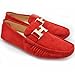 Fulinken Mens Leather Slip-on Casual Buckle Loafer Driving Mens Car Shoes Moc Shoes