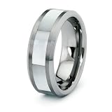 Tungsten Wedding Band with Mother of Pearl Shell - Available Size: 8, 9, 10, 11, 12, 13