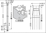 【スガツネ工業】ユニットシェルフ Bタイプ部品・C・Kタイプオプションパーツ XLA-US02-S006 縦フレーム（片側溝タイプ） 1本