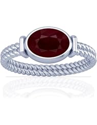 18K White Gold Oval Cut Ruby Womens Astrological Ring
