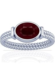 14K White Gold Oval Cut Ruby Womens Astrological Ring