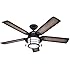 Hunter Fan 59135 Key Biscayne 54" Weathered Zinc Ceiling Fan with Five Burnished Gray Pine/Gray Pine Reversible Blades