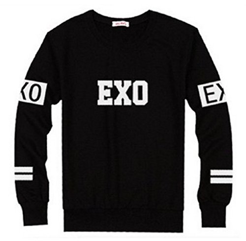 KPOP EXO Black Sweater Long Sleeve Hoody Pullover Sweatershirt