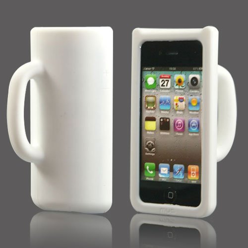 7色から選べる！　iPhone4S ケース　iPhone 4 ケースカバー　マグカップ仕様　ホワイト　スタンド機能付き　Mug Case for iPhone4S / 4 液晶保護フィルム+USB充電ケーブル付（7239-5）