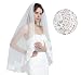 BEAUTELICATE Wedding Bridal Veil with Comb 1 Tier Lace Applique Edge Fingertip Length 41