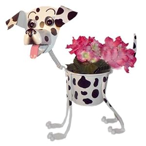 Dalmatian Dog Garden Planter with Bobble-Head & Tail