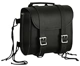 Double Buckle Black Leather Motorcycle Tool Bag