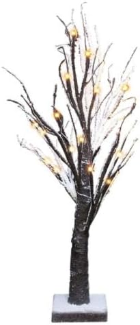 24" Decorative LED Light Up Snow Tree w/ Timer - Natural Beauty &amp; Glowing Light