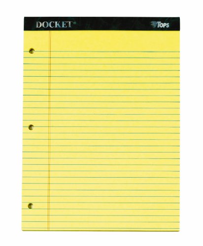 TOPS Docket Legal Pad, 8.5 x 11.75 Inches, 3-Hole Punch Side, 50 Sheets/Pad, 12-Pack, Canary, (63430) TOPS Docket Legal Pad, 8.5 x 11.75 Inches, 3-Hole Punch Side, 50 Sheets/Pad, 12-Pack, Canary, (63430)
