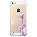 iPhone 5 Case, iPhone 5s Case, JAHOLAN Amusing Whimsical Designs Clear TPU Soft Case Rubber Silicone Skin Cover for iPhone 5/5S/SE - Purple Dandelion
