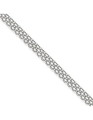 4mm, 14 Karat White Gold, Three Row Flat Bismark Chain - 8 inch