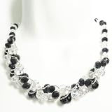 Women's Faux Pearl Beaded Cluster Fashion Necklace Black