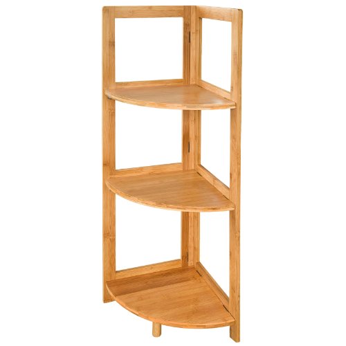 Étagère d'angle pliable de 3 étages en Bambou, Rangement FRG14-N
