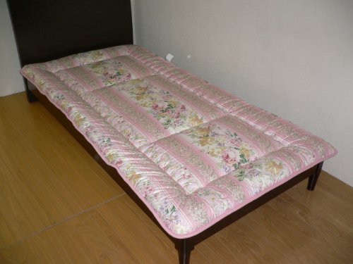 【日本製】 おまかせ柄込み　シングル　羊毛混 固綿入り 敷き布団　（ピンク系）　オーストラリア産羊毛わた使用　（メーカーだからできるこの価格）