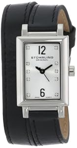 Stuhrling Original Women's 810.SET.01 Audrey Paris Swiss Quartz Black Wrap-Around Leather Watch with Additional Strap