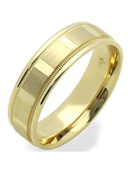 14k Yellow Gold Wedding Rings for Women 6mm Diamond-Cut Patterned Ring , Size... by 