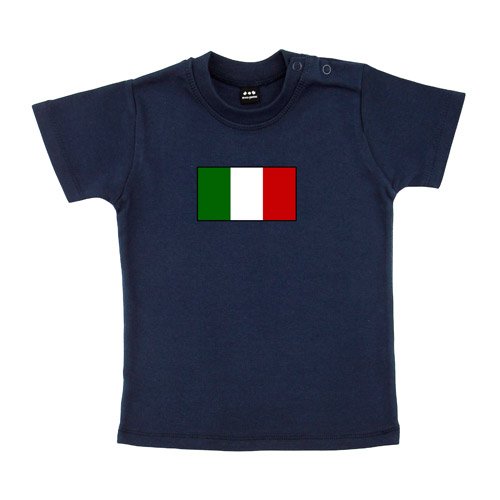 Baby – Kleinkinder T-Shirt – Italiafahne groß Grün-Weiß-Rot – Textil navy / Motiv farbig Gr. 6-12 Monate
