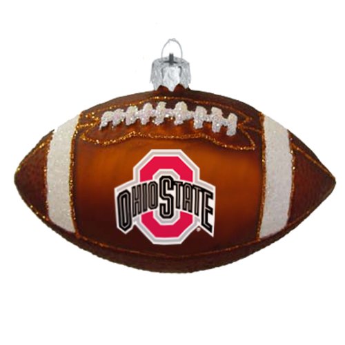 NCAA Ohio State Buckeyes Blown Glass Football Ornament