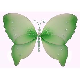 10 Green Crystal Butterfly nylon hanging ceiling wall baby nursery room wedding decor... by Bugs-n-Blooms