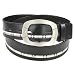 Men's Plaid Accent Black Dress Belt with Rounded Rectangle Buckle