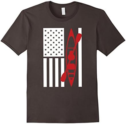 Men's Kayak American Flag T-shirt - Cool Kayaking Shirt XL Asphalt