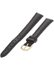 Timex Womens Q7B786 Padded Calfskin 12mm Black Replacement Watchband