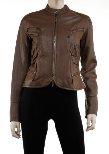 MAXSTUDIO SOFT LEATHER MOTO GODDESS JACKET BROWN, XS