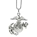 Sterling Silver Eagle Globe & Anchor U.S. Marines EGA Pendant, 1 1/8 inch tall